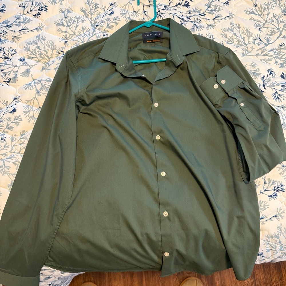 Perry Ellis Men's Green Shirt Jacket